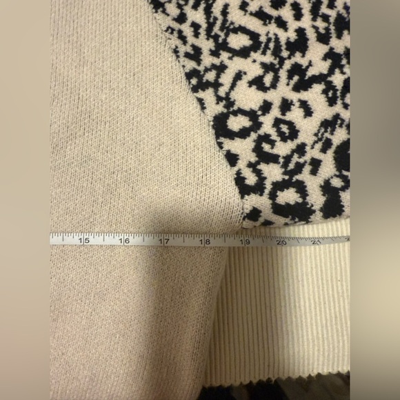 BaeVely Cream and Black Crew Neck Sweater with Leopard Print Sleeves - Picture 7 of 9